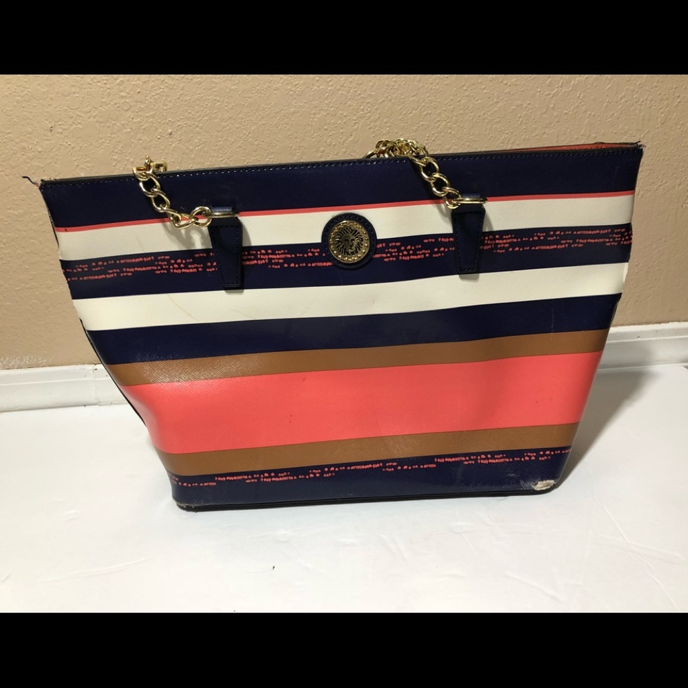 Anne Kline Orange, Blue, White and Tan purse used